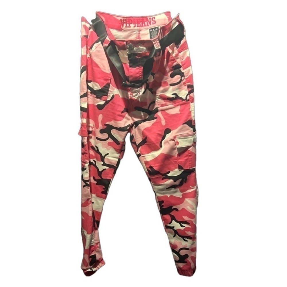 VIP jeans size 13/14 jogger style cargo pink camouflage